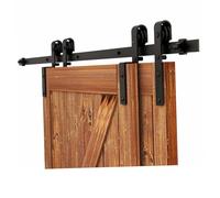 Kit per porte scorrevoli a libro, Kit ferramenta for porta scorrevole in acciaio al carbonio for doppia, nero, diverse misure(119.7" Track (Double Doors))