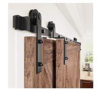 Kit per porte scorrevoli, Hardware for porta del fienile scorrevole piegata a forma di I, di rulli neri da 4-16 piedi for porta interna della porta della cucina(8FT 2440mm)