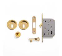 Kit per porte scorrevoli in ottone lucido con serratura a gancio e accessori completa installazione sicura