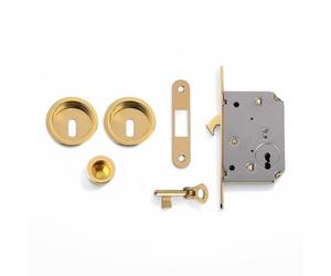 Kit per porte scorrevoli in ottone lucido con serratura a gancio e accessori completa installazione sicura