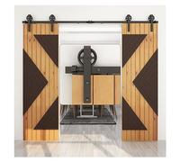 Kit per porte scorrevoli, Kit di ferramenta for porta scorrevole robusta e resistente, adatto for binario for porta scorrevole a forma di ruota centrale a doppia porta in legno(10FT-300CM)