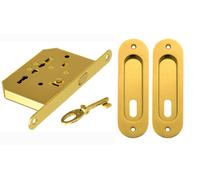 KIT PER PORTA SCORREVOLE SCRIGNO NICCHIA OVALE CON CHIAVE SERRATURA ORO KO05