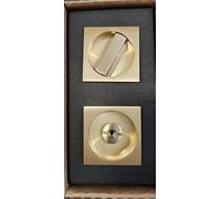 Kit per porte scorrevoli QUADRATO - ORO SATINATO - completo di serratura