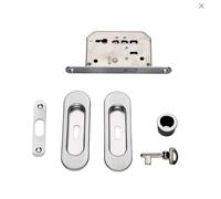 KIT PER PORTE SCORREVOLI RETTANGOLARE OVALE CON CHIAVE E SERRATURA CROMO KO05