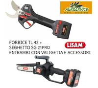 Kit per potatura a batteria Lisam forbice TL 42 + seghetto SG 21 PRO e valigette