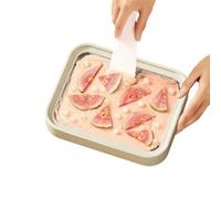 Kit Per Preparare Il Gelato In Casa, Con Piastra A Congelamento Istantaneo, 2 Spatole E Tappetini Antiscivolo, Vassoio In Acciaio Inossidabile Per Preparare Gelato(White,20.5cm)