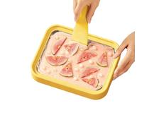 Kit Per Preparare Il Gelato In Casa, Con Piastra A Congelamento Istantaneo, 2 Spatole E Tappetini Antiscivolo, Vassoio In Acciaio Inossidabile Per Preparare Gelato(Yellow,20.5cm)