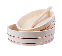 Kit per preparare sushi, ciotola in legno per sushi e riso con bordo in rame, barile in legno bianco massiccio per mescolare sushi e sashimi, ideale per uso domestico e commerciale