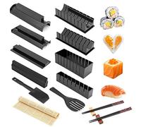Kit per preparare sushi, set di sushi tutto in uno Strumento per sushi in plastica da 16 pezzi con 8 forme diverse di forme di stampo per rotoli di riso per sushi Strumenti per sushi domestici