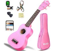 Kit per principianti di ukulele soprano per bambini e principianti, ukulele da 21 pollici con libro di canzoni, custodia, cinturino, accordatore, corde e plettri - rosa
