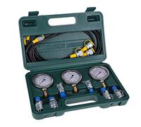 Kit per Prova Pressione Idraulica, 250/400/600 Bar, Set di Misuratori Idraulici per Escavatori con 3 Manometri, 6 Giunti, 3 Tubi Flessibili di Prova, 1 Scatola per Escavatori Trattori Macchine Edili