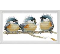 Kit per punto croce, con tre uccelli Awesocrafts Easy Pattern Cross Stitching Ricamo Kit di Forniture Regali di Natale, Stampati o Contati (Uccelli, Stampati)
