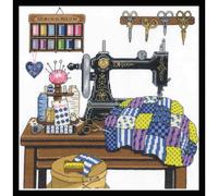 Kit per punto croce contato Janlynn "Antique Sewing Room", 30x30cm