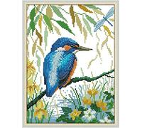 Kit per punto croce, martin pescatore sul ramo, Bird Awesocrafts Easy Patterns Kit per ricamo a punto croce, forniture regalo di Natale, contato (uccello, contato)