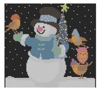 Kit Per Punto Croce O Schema - Florashell - Pupazzo Di Neve Con Albero