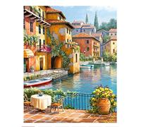 Kit Per Punto Croce, Paesaggio Città Di Mare Tessuto Stampato 11Ct Punto Croce Ricamo Fai Da Te Set Dmc Fili Pittura A Mano Artigianato Pacchetto Set Punto Croce Ricamo Set Tra Cui Filati Colora