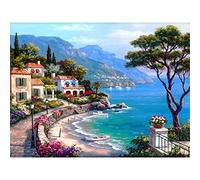 Kit Per Punto Croce, Paesaggio Città Mare Tela Stampata Solubile In Acqua 11Ct Motivi Per Ricamo A Punto Croce Fai-Da-Te Fili Dmc Diy Kit Per Ricamo A Mano 40X50Cm 11Ct Per Principianti Adulti