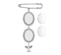 Kit per realizzare bouquet di nozze con spilla e spilla con cornice in pizzo ovale cabochon in vetro per foto