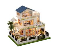 Kit per realizzare case in miniatura: artigianato di bambole fai da te in legno 3D 9,5 x 14,2 cm, modello di costruzione con luce LED, decorazione creativa fatta a mano, stanza in miniatura realistica