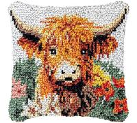 Kit per realizzare cuscini fai da te a forma di mucca delle Highland con motivo prestampato, per decorare cuscini e tappeti fai da te, 43 x 43 cm