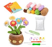 Kit per realizzare fiori all'uncinetto con video tutorial e filato per principianti per esplorare la loro creatività (cromosomi colorati)
