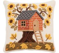 Kit Per Ricamo A Croce Per Cuscino, Fiori e casa sull'albero Kit Per Ricamare Federa A Punto Croce 45x45cm Cuscino Punto Croce Fai da te