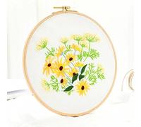 Kit per ricamo a mano, 1 confezione con motivo floreale stampato con cerchi in tessuto di cotone, fili colorati e strumenti per fai da te, artigianato, progetti artistici di cucito per adulti (fiori