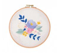 Kit per ricamo a mano, con motivo floreale stampato con cerchi in tessuto di cotone, fili colorati e strumenti per fai da te, artigianato, progetti artistici di cucito per adulti (fiori)