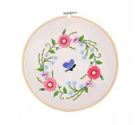 Kit per ricamo a mano, con motivo floreale stampato con cerchi in tessuto di cotone, fili colorati e strumenti per fai da te, artigianato, progetti artistici di cucito per adulti (fiori 5)