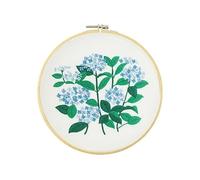 Kit per ricamo a mano fai da te stampato con motivo ortensia blu con cerchi panno fili colorati per ricamo a punto croce per studenti decorazione domestica progetti artistici per adulti
