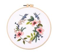 Kit per ricamo a mano stampato con motivo libellula e fiore con cerchi, panno colorato fili fai da te per punto croce, ricamo, arte, studenti, decorazione per la casa, progetti artistici per adulti