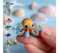 Kit per Ricamo a Perline a Forma Di Polpo, Kit per Ricamo a Perline a Forma Di Animali Marini in 3D, Set Fai Da Te per Ricamo a Perline Con Istruzioni a Colori per Principianti, Decorazioni Divertenti