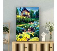 Kit per ricamo a punto croce "Baita nella foresta", 40x50 cm, schema facile per bambine, artigianato, forniture per punto croce, ricamo, decorazioni per la casa