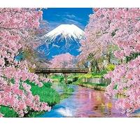 Kit per ricamo a punto croce, fiori di ciliegio sul Monte Fuji, 11 ct, kit fatto a mano, motivo di stampa fai da te, decorazione per la casa, per veranda, 40 x 50 cm