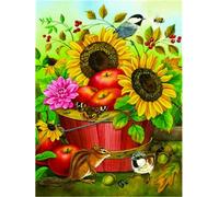 Kit per ricamo a punto croce, modello facile per fiore di girasole, lavoretti per bambine, forniture per punto croce, ricamo, decorazioni per la casa