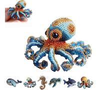 Kit per ricamo con perline a forma di polipo, motivo animali dell'oceano, kit fai da te per principianti, con foglio di istruzioni passo passo a colori per gli amanti del mestiere