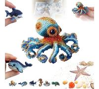 Kit per ricamo con perline a forma di polpo a tema oceano, fai da te, con foglio di istruzioni a colori, kit per ricamo con creature marine adatte ai principianti, per amanti del mestiere