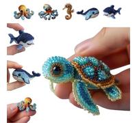 Kit per ricamo con perline a forma di polpo con creature marine, per principianti, kit fai da te con perline tridimensionali con foglio di istruzioni a colori, per amanti dell'oceano