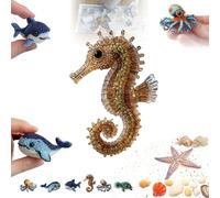 Kit per ricamo con perline ippocampo, accessori per ricamo fai da te a tema oceano, con foglio di istruzioni a colori, kit da ricamo con creature marine adatte ai principianti, per amanti del mestiere