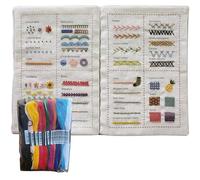 Kit per ricamo, libro di apprendimento fai da te con strumenti e set di filo interdentale, kit da cucito portatile con motivi campione, guida pratica per principianti (B2)