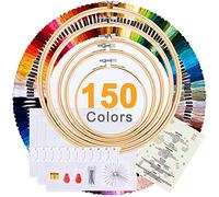Kit per ricamo per punto croce, per principianti, 150 colori, 30 spille, 5 cerchi da ricamo in bambù, 3 panni Aida, kit di strumenti per punto croce con istruzioni (lingua italiana non garantita)