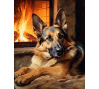 Kit per Ricamo Punto Croce Stampato con Cane da Pastore Tedesco, Kit Punto Croce da Ricamare per Adulti, Facile da Contare per Principianti, 40,6 x 50,8 cm