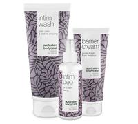 Kit per ridurre disagio e cattivo odore intimo dovuti all’incontinenza | Detergente intimo al Tea Tree Oil (200 ml), crema barriera (100 ml) e deodorante intimo (100 ml) contrastano batteri e odore
