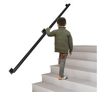 Kit per ringhiera di sicurezza regolabile in acciaio inox per scale, 1-3 m, con staffe quadrate in ferro nero, barra di supporto per scale per interni ed esterni, elegante