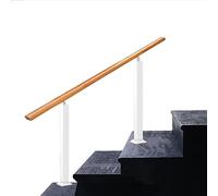 Kit per ringhiera per scale da esterno, in ghisa resistente e corrimano in legno massiccio per la sicurezza degli anziani, misura regolabile per 1-4 gradini, adatto sia per scale in cemento che in