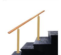 Kit per ringhiera per scale da esterno, in ghisa resistente e corrimano in legno massiccio per la sicurezza degli anziani, misura regolabile per 1-4 gradini, adatto sia per scale in cemento che in