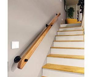 Kit per ringhiera per scale in legno antiscivolo, 1,2 m, ringhiera in legno massiccio per anziani, asta di supporto per soffitti interni, casa, corridoio, maniglione a parete, sistema Clete