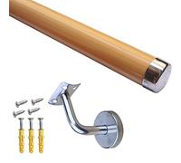 Kit per ringhiera Scale da 6,5 Piedi Kit Fai-da-Te Montato da Parete per Scale Interne Esterne Colore Legno con staffe argentate Installazione Facile Lunghezza 2m