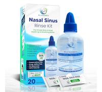 Kit per risciacquo sinusale, flacone con spruzzatore, neti pot, +20 bustine di sale, Plusqmed originale, lavaggio nasale, risciacquo sinusale, per adulti e bambini, doccia nasale per la pulizia del