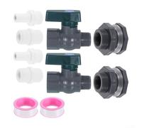 Kit per rubinetto del serbatoio della pioggia, 2 set di beccucci in plastica con raccordo da 3/4" GHT, valvola a sfera a prova di perdite e adattatore per tubo da giardino, per raccolta e irrigazione